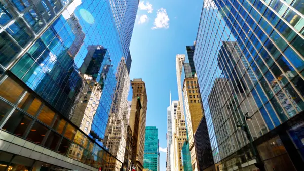 Skyscraper buildings.