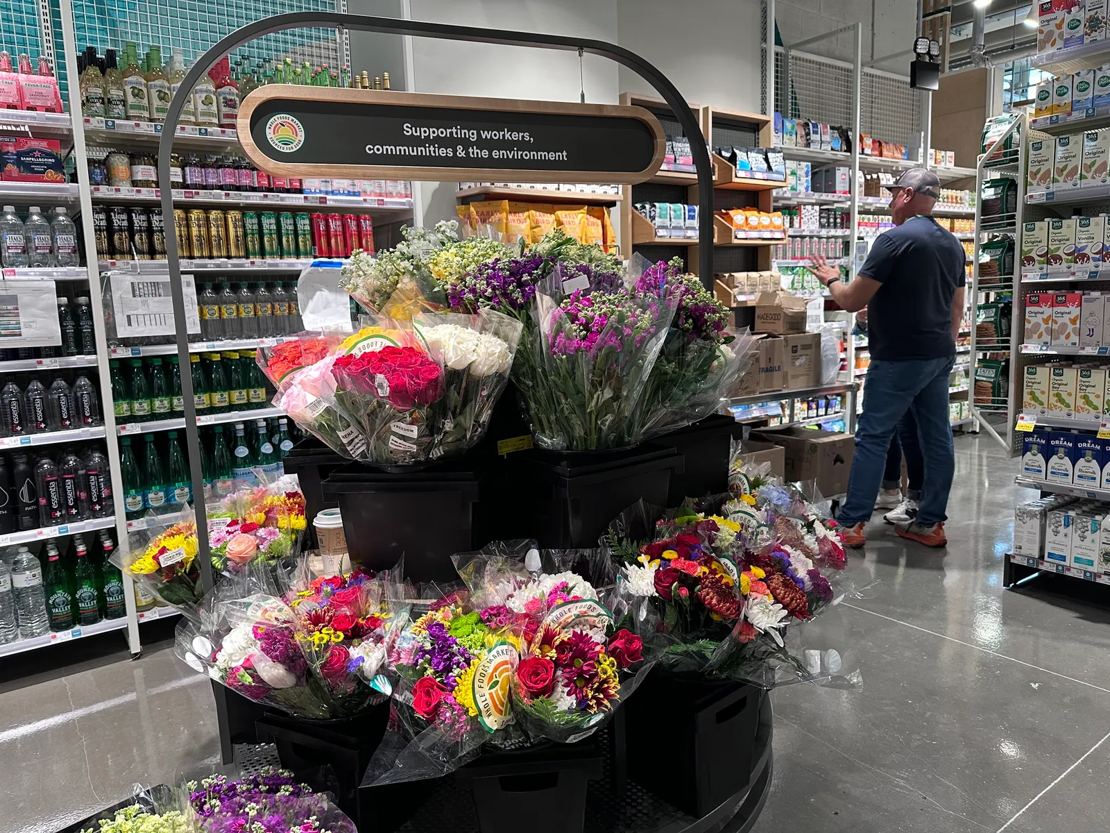 Flower bouquet display at Whole Foods' Daily Shop