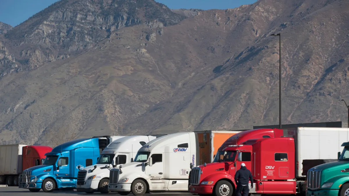 Truckers take a break at the Loves Truck stop.