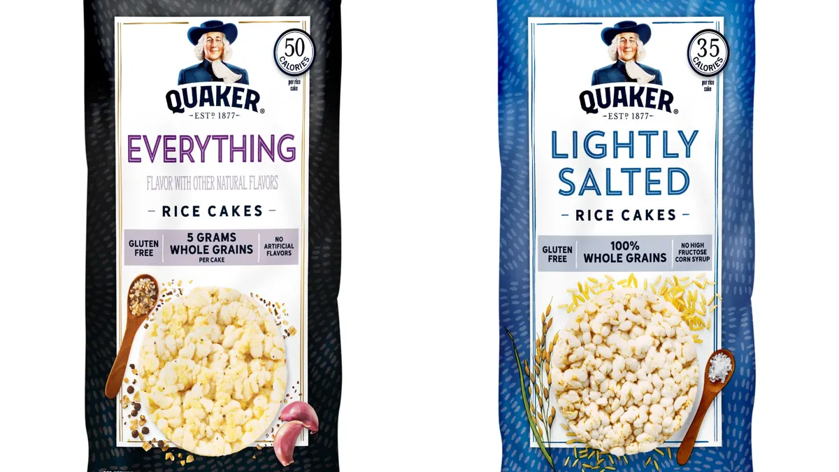 Packages of Quaker rice cakes.