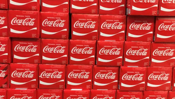 Packages of Coca-Cola on a store shelf in Washington, D.C.
