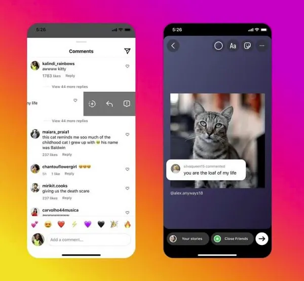 Instagram comment sticker