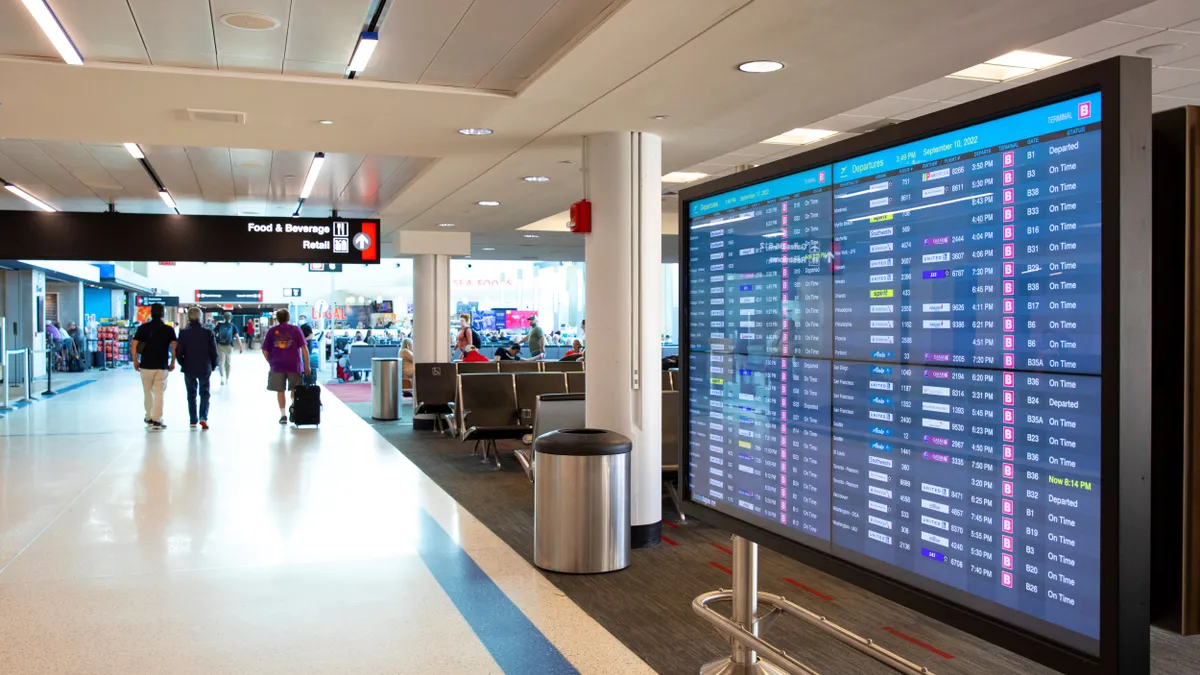 An interior of the Boston Logan International Airport in Boston, Massachusetts on September 2022.