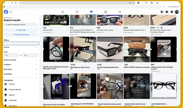 Meta glasses camera removal