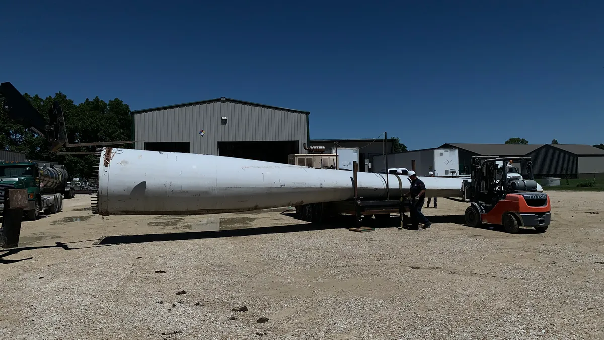 Veolia will be breaking down the wind turbine blades from GE to use in cement production.