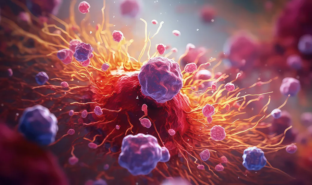 3d illustration of cancer cells.