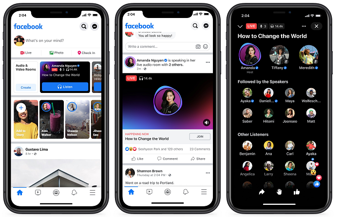 Facebook audio rooms