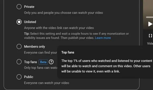 YouTube exclusive fan content