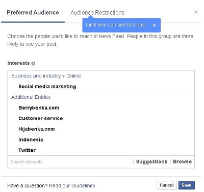 Facebook Audience Optimization example