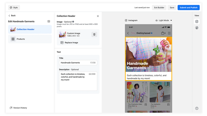 Facebook Shops set up