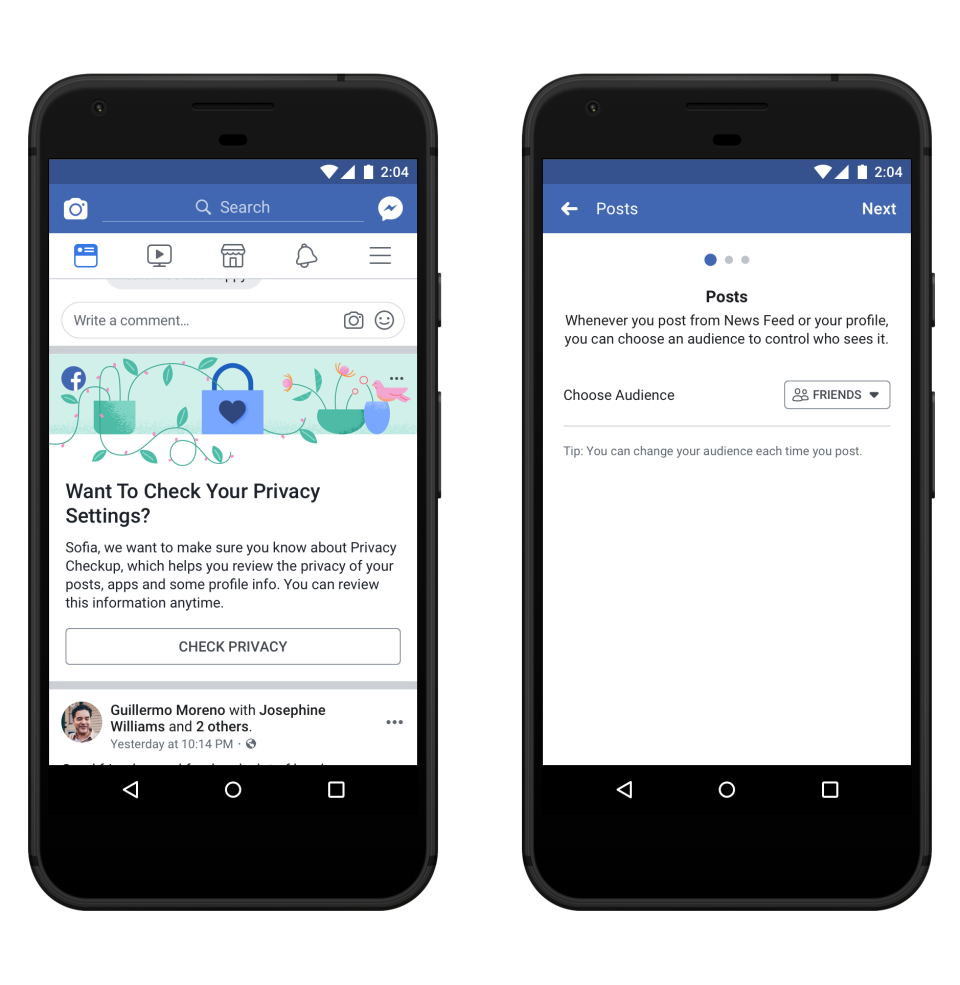 Facebook Privacy Check-Up prompt