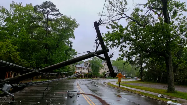 Powerline down in a neighborhood.