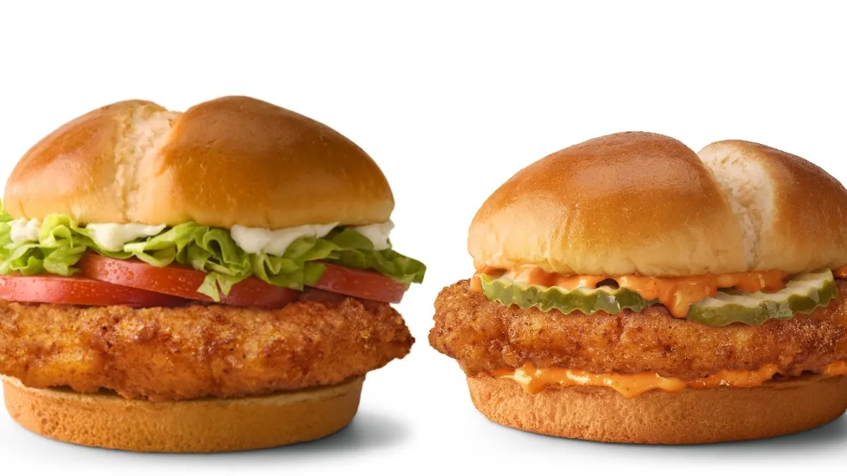 Two of McDonald's newest chicken sandwiches released in February 2020