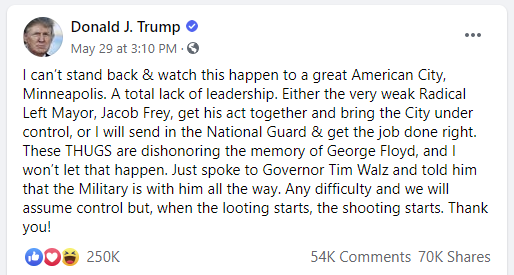 Trump Facebook post