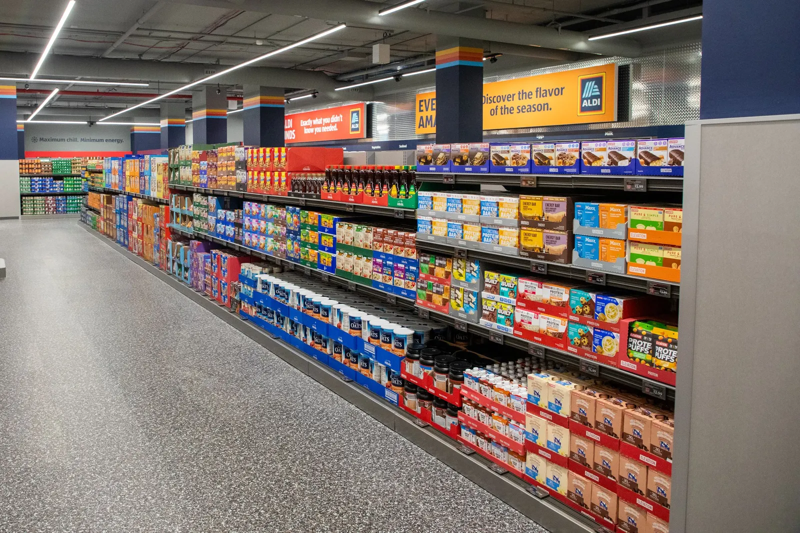Nonperishables aisle in a grocery store