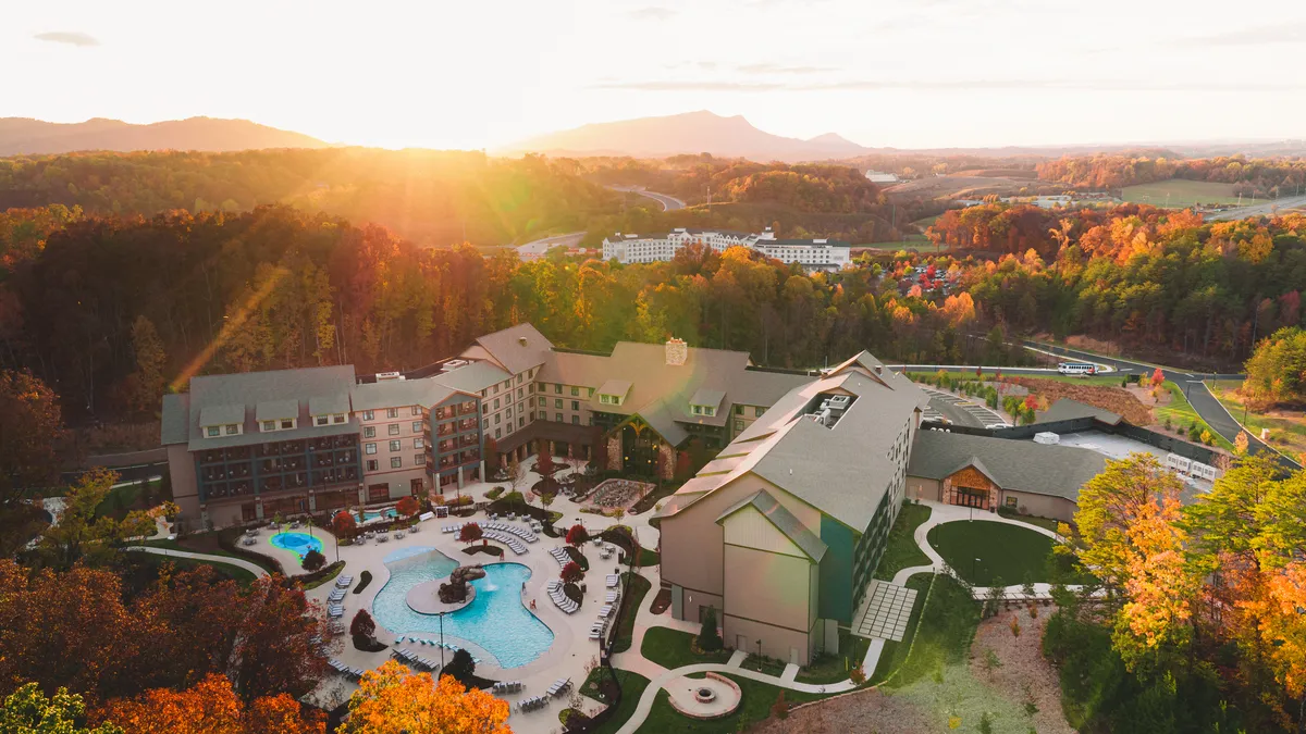 A picture of the newly opened HeartSong Lodge & Resort at Dolly Parton's Dollywood theme park.