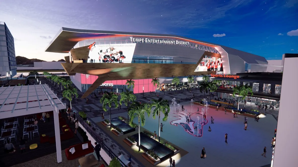 A rendering of the proposed Arizona Coyotes stadium.