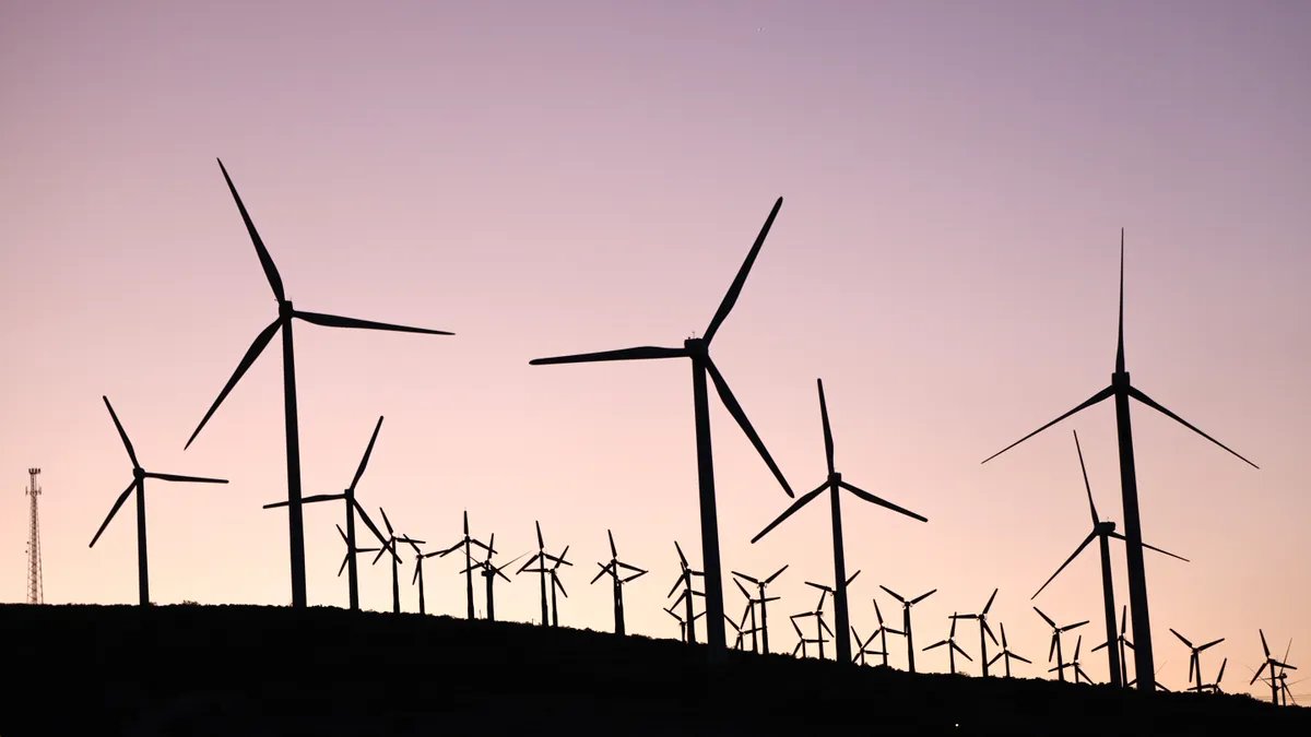 Wind turbines operate at a wind farm on March 05, 2024 near Palm Springs, California.