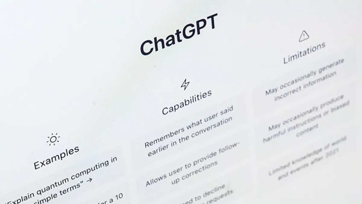 In this photo illustration, the home page for the OpenAI "ChatGPT" app is displayed on a laptop screen on February 03, 2023