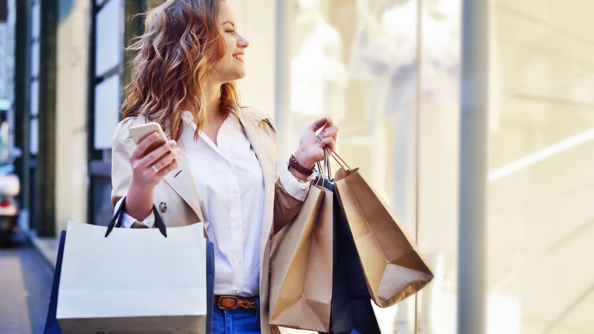 Young woman on a shopping spree