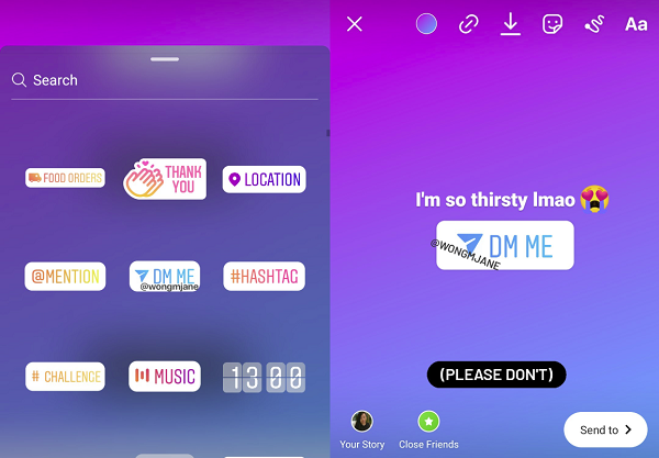 Instagram DM Me sticker