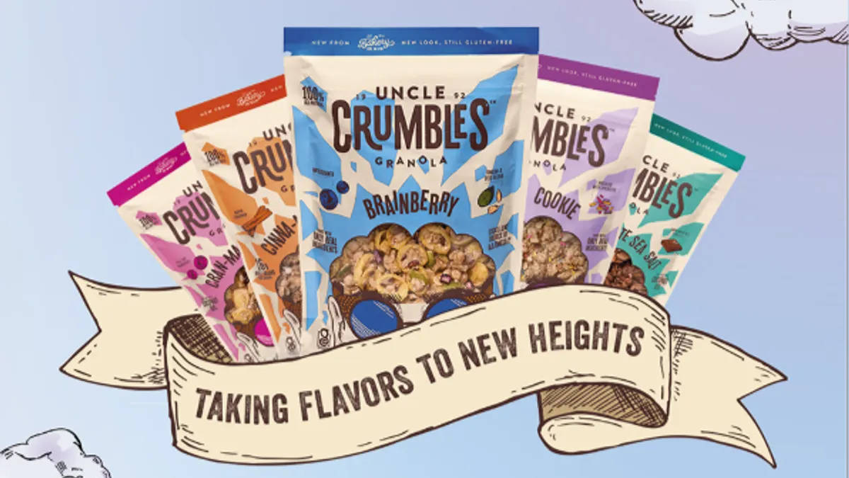 Collection of Uncle Crumbles products with overlay that says "TAKING FLAVORS TO NEW HEIGHTS"