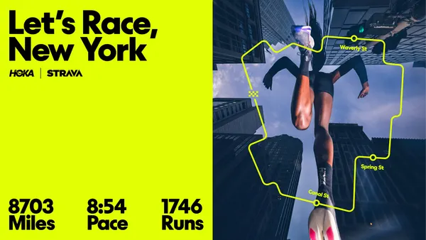 Campaign imagery depicting Strava's "Run Your City" challenge.