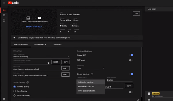 YouTube live-stream captions