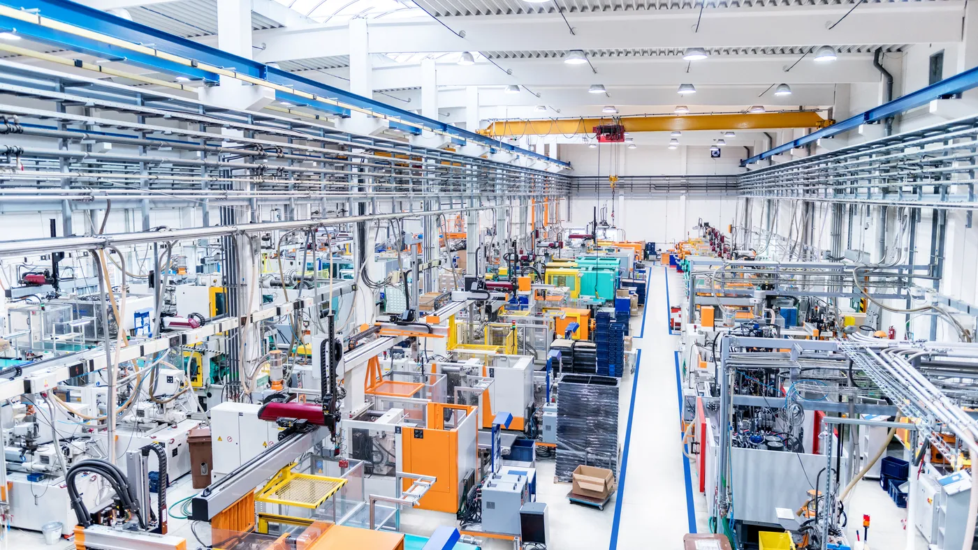 An aerial view of a plastics factory