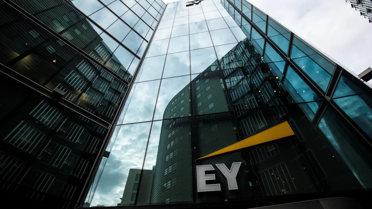 Shot of EY building with company logo