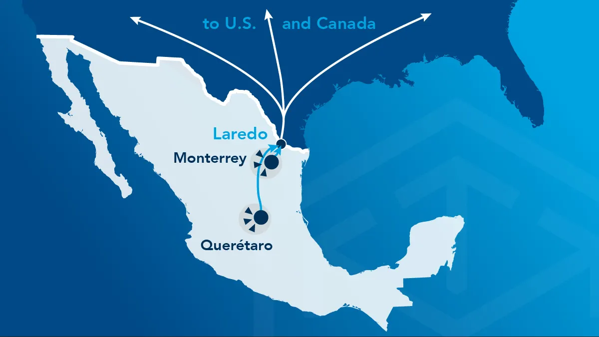 A cross-border map from Mexico to the U.S. and Canada.
