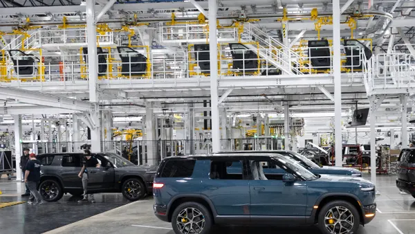 Rivian R2 SUVs at the manufacturer's assembly plant on May 19, 2026 in Normal, Illinois.