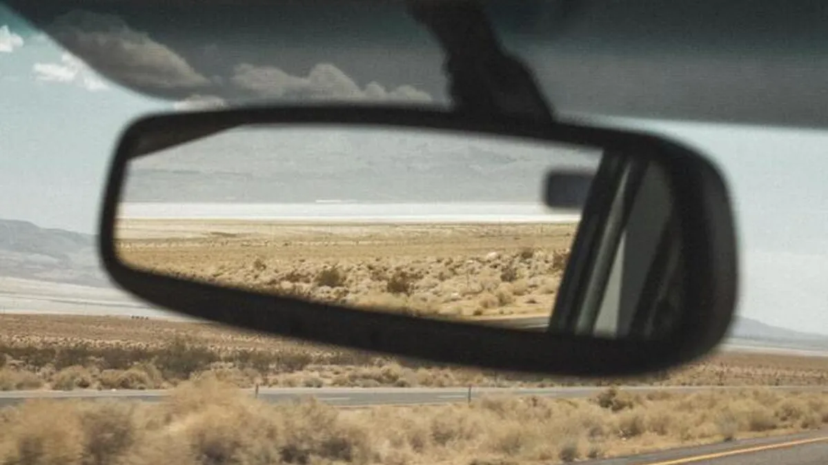 Desert in rearview mirror