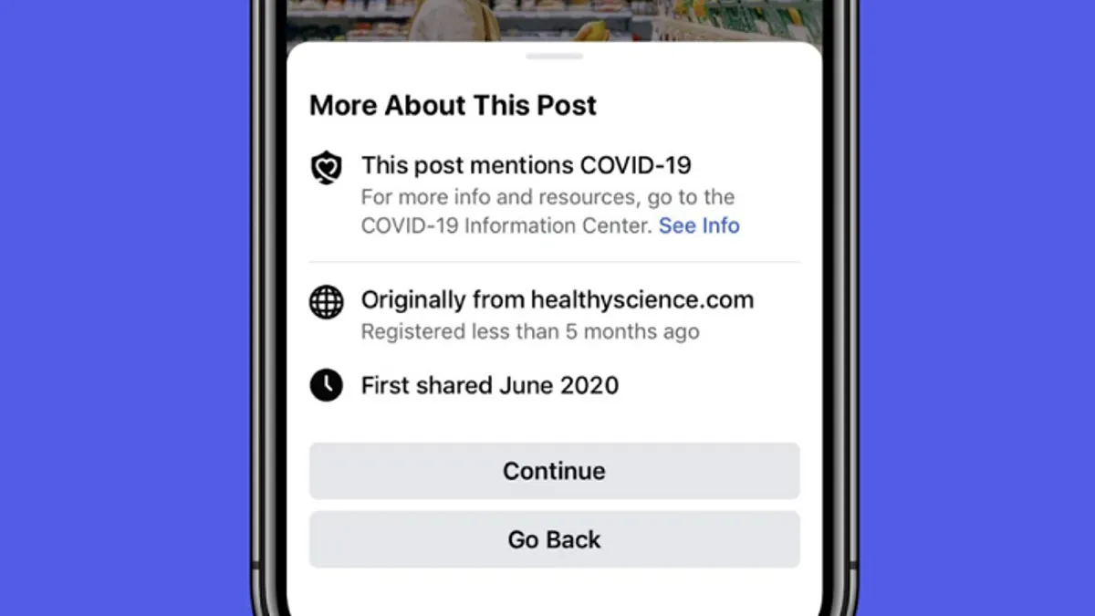 Facebook COVID screen