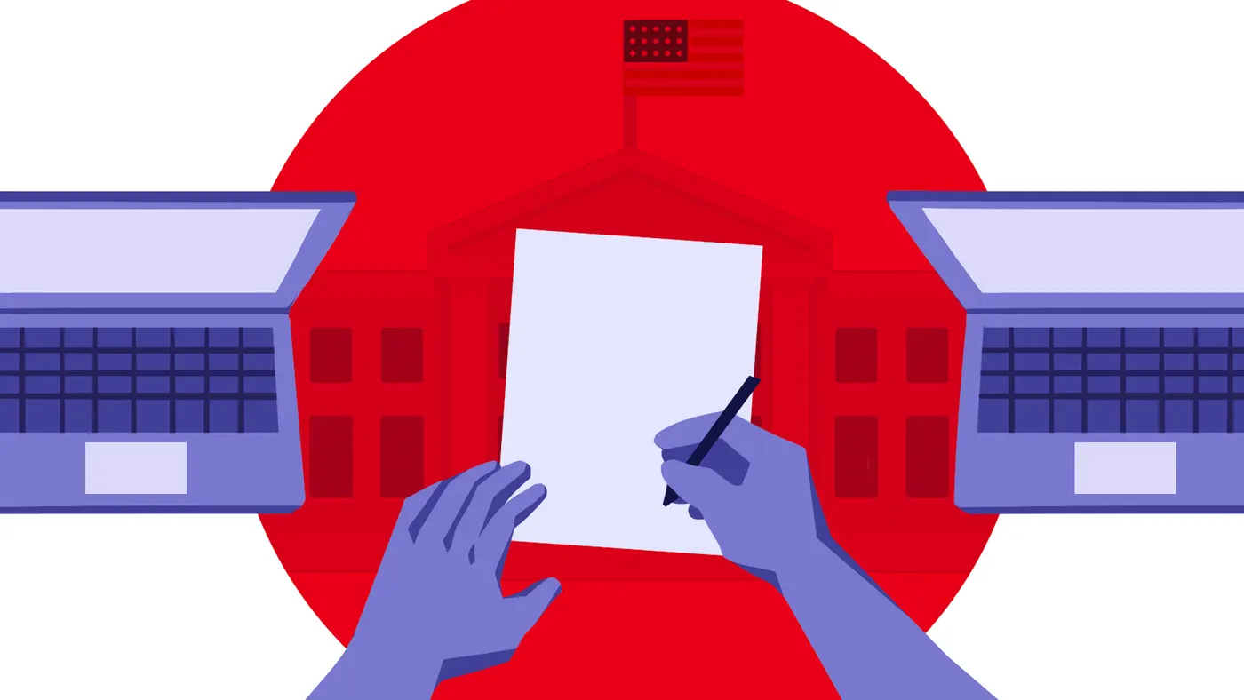 Illustration depicting policy efforts to address the digital divide.