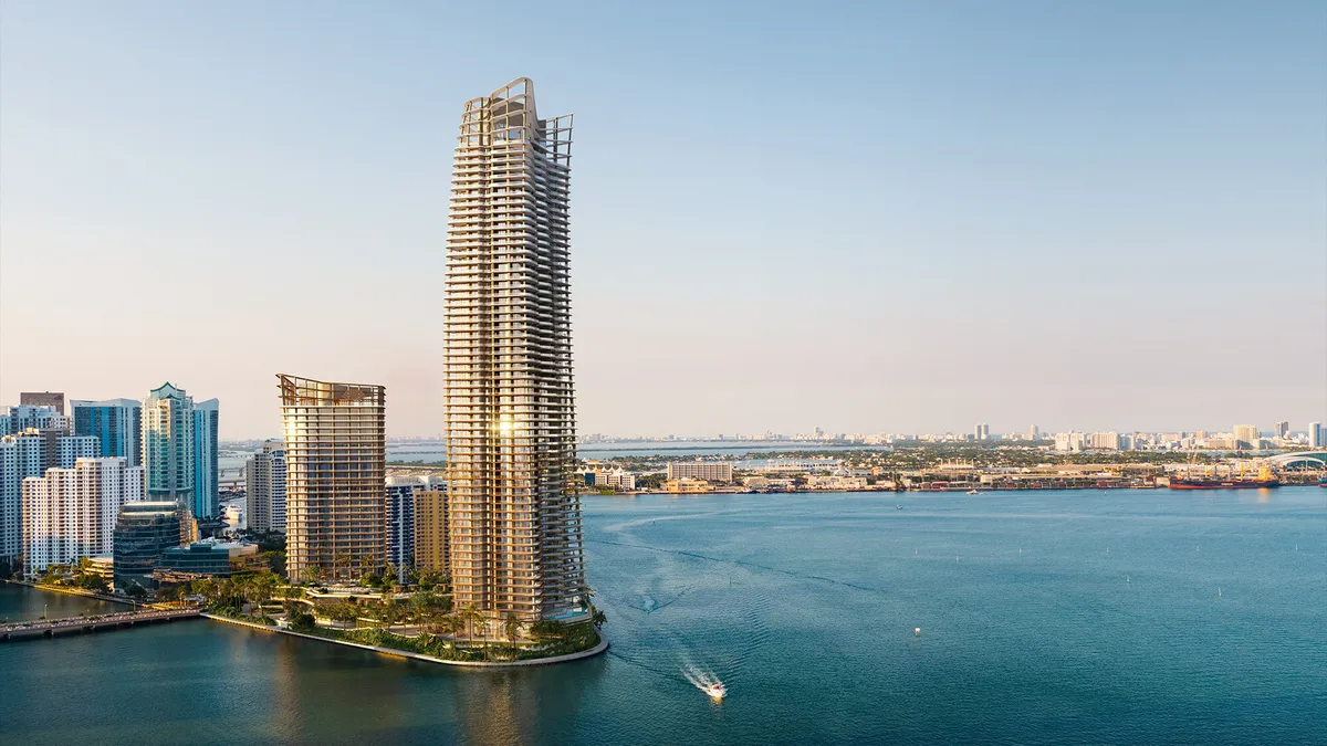 A rendering of a hotel and residences project in Miami