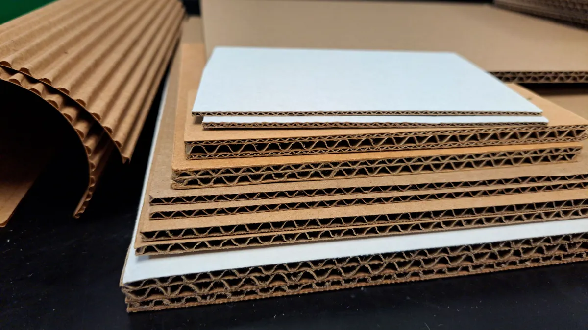 Stack of flat corrugated board utilizing Ingredion's starch products.