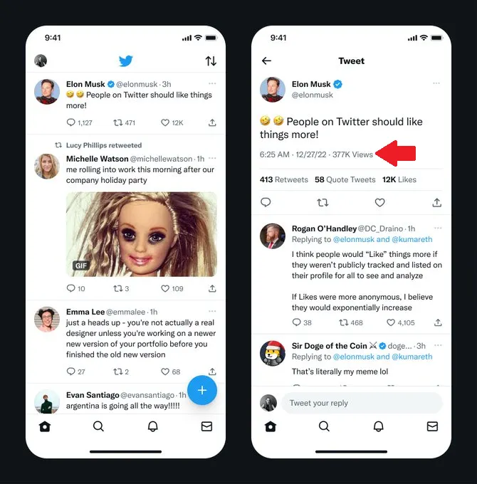 Twitter view counts