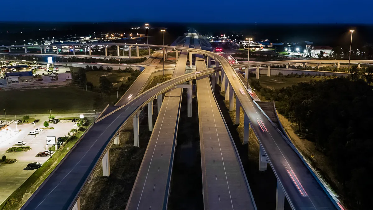 A photo shows soaring overpasses on the Grand Parkway in Houston, Texas.