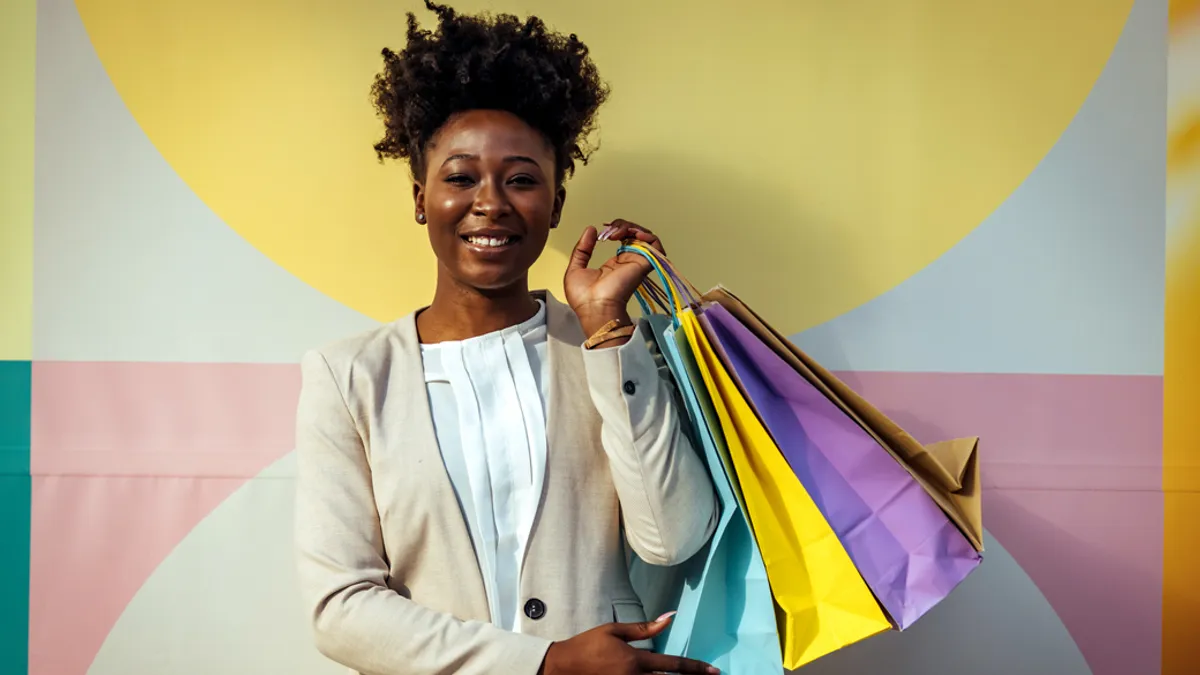 Lady holding shopping bags