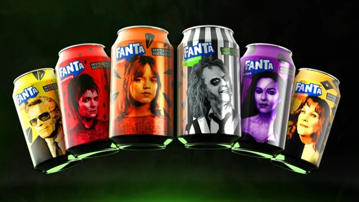 Fanta's limited-edition packaging promoting Warner Bros. "Beetlejuice Beetlejuice."