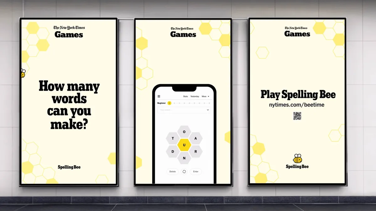 OOH campaigns promoting NYT's Spelling Bee mobile game