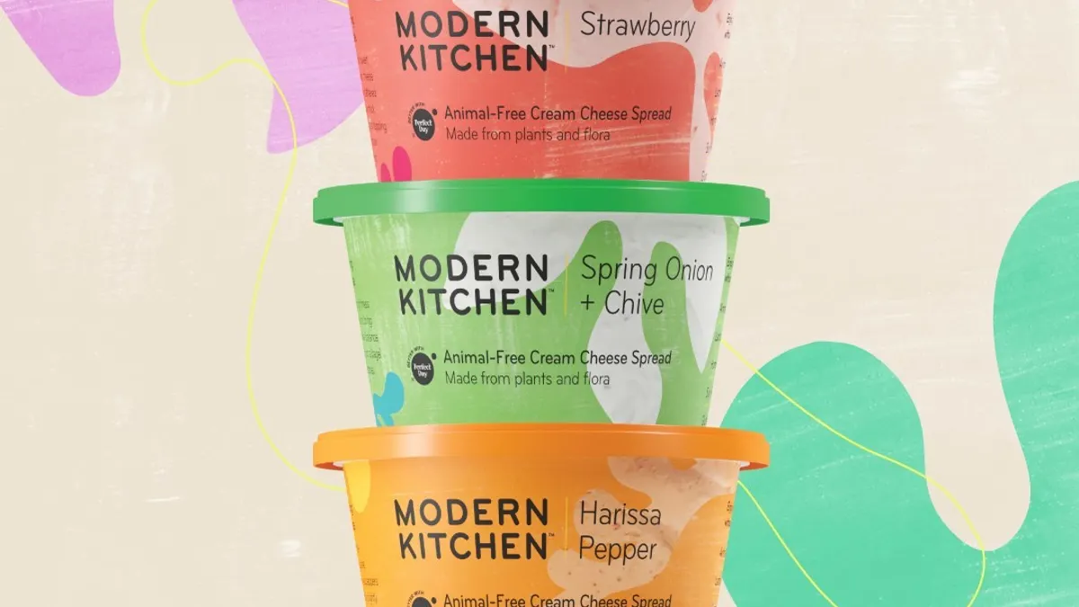 The Urgent Company launched a trio of animal-free cream cheeses using Perfect Day's dairy proteins in September 2021.