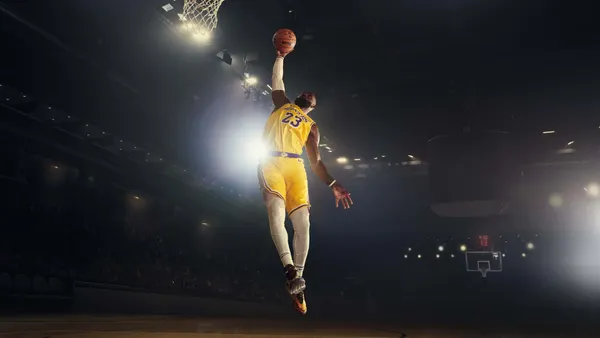 LeBron James plays basketball in a Nike ad