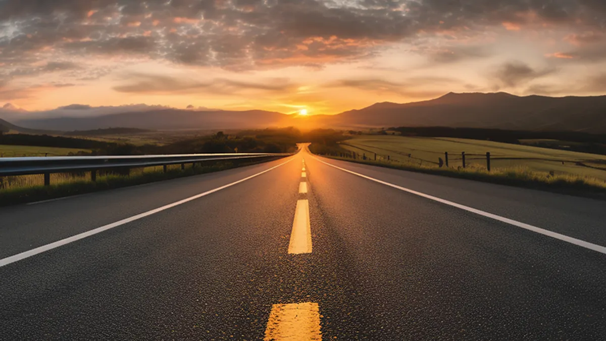 Highway at sunset