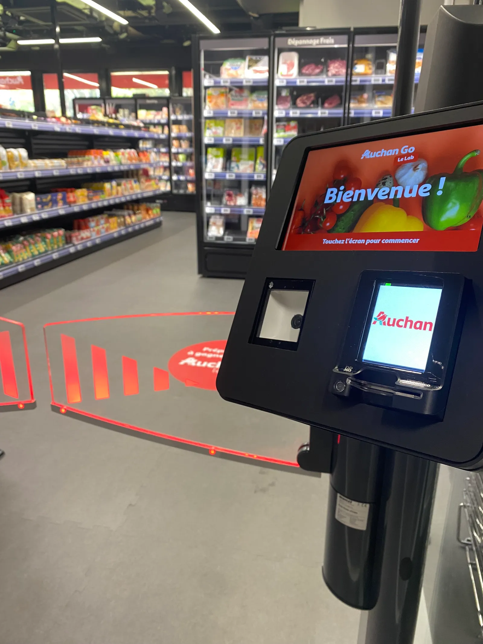 Checkout technology at a grocery store.