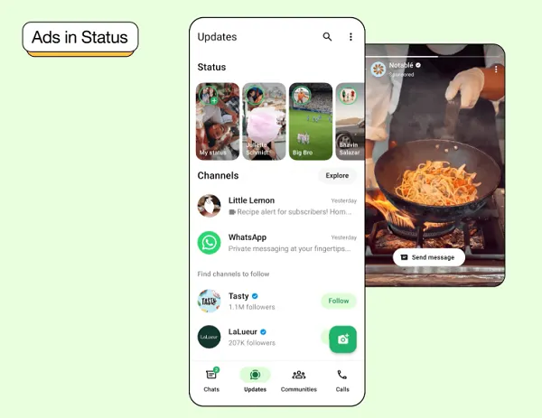 WhatsApp ads in status