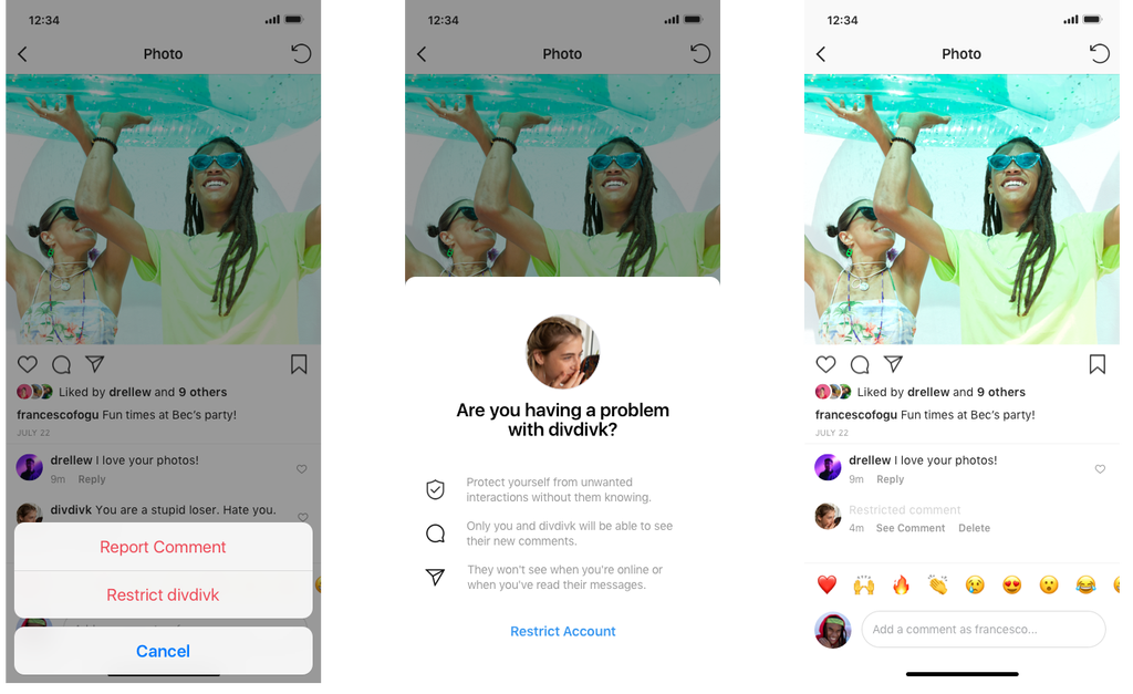 Instagram Restrict mode