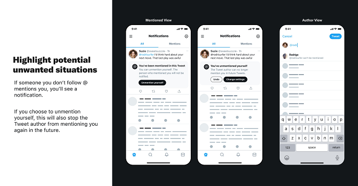 Twitter mention controls