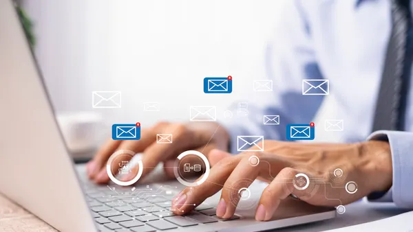 Man using email.